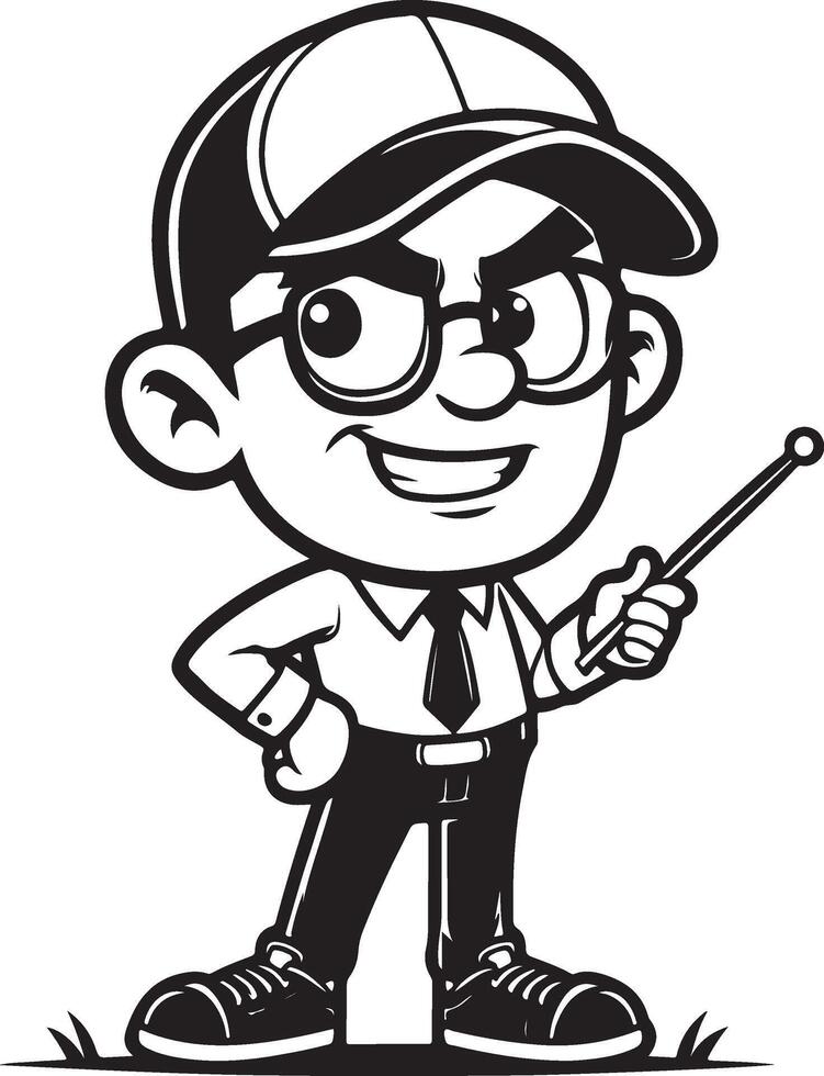 Cartoon teacher with a pointer illustration vector