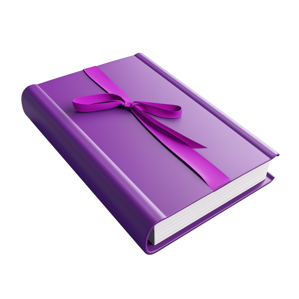 Purple Book Wrapped With Ribbon Bow For Gift Presentation On Transparent Background png