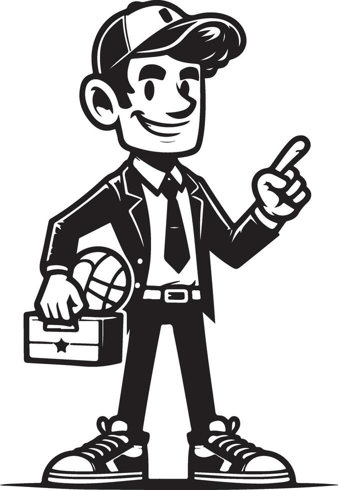 Cartoon man with toolbox and globe vector