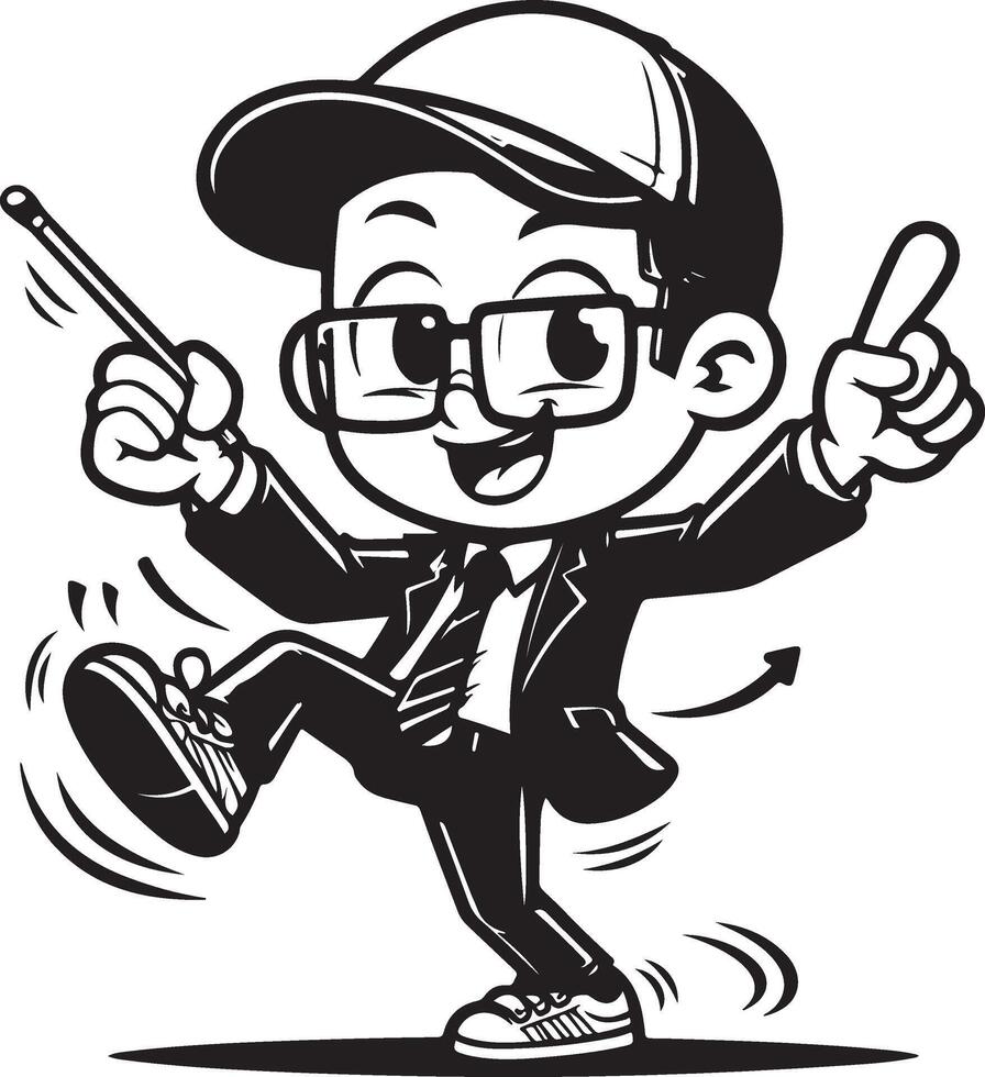 A cartoon man in a suit and tie dancing vector