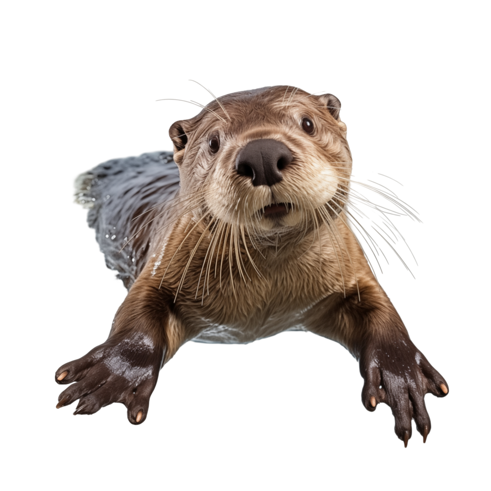 Playful Otter Swimming In Water With A Curious Expression On A Transparent Background png