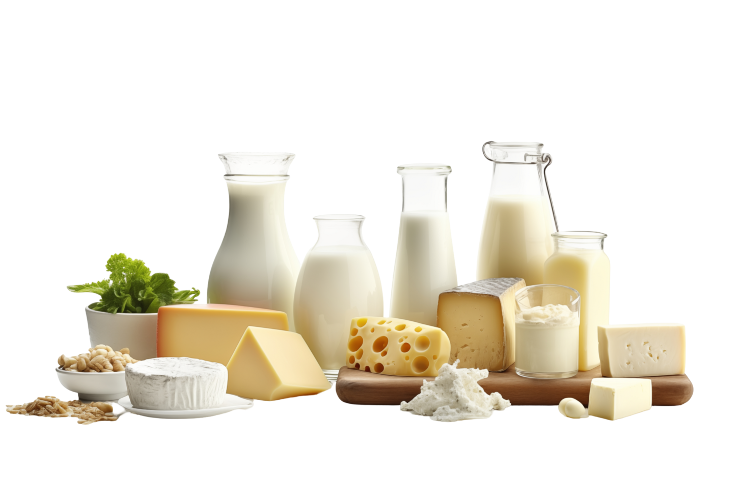 Assorted Dairy Products Including Milk And Cheese Displayed On A Transparent Background png