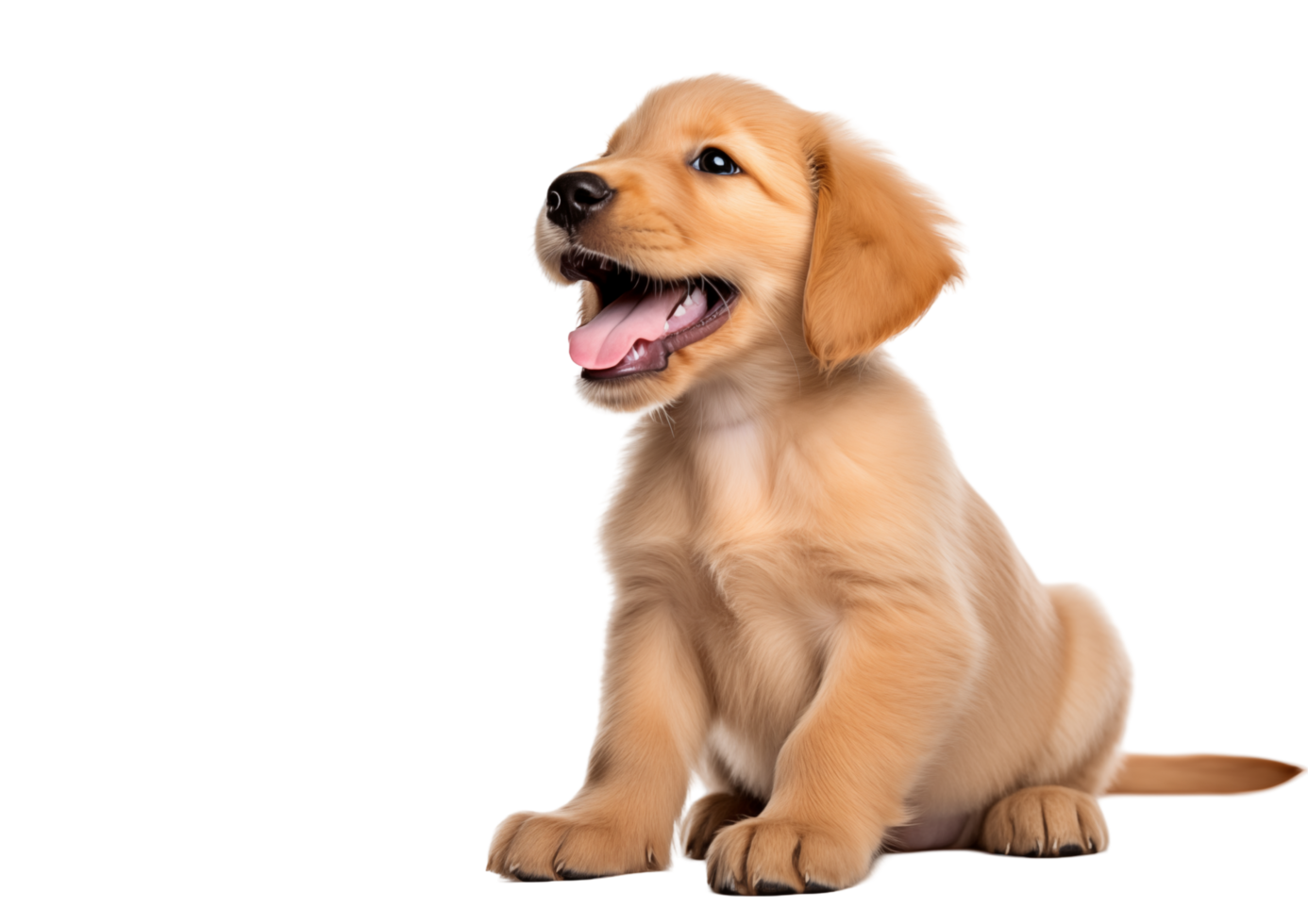 Playful Golden Retriever Puppy Sitting And Smiling With Tongue Out Against Transparent Background png