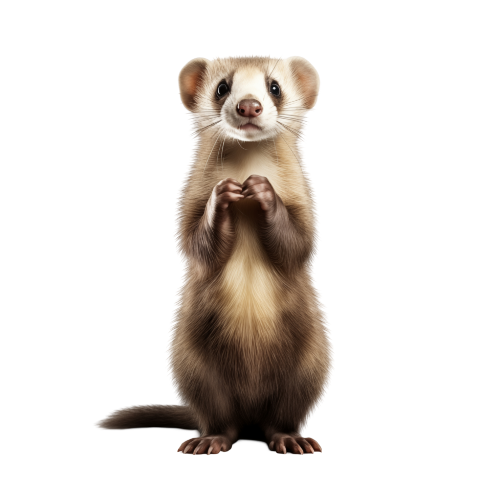 Adorable Ferret Standing Upright On White Background png