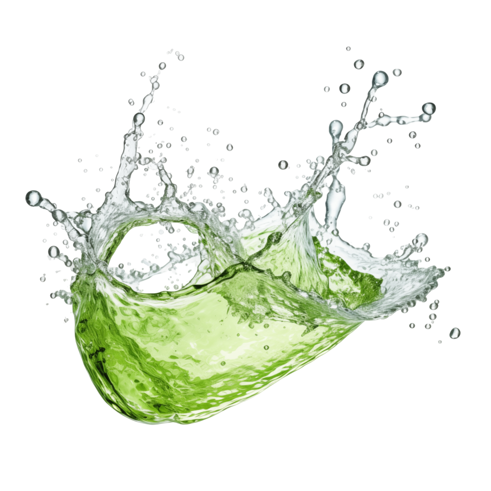 Green Water Splashing In Mid-Air On White Background png