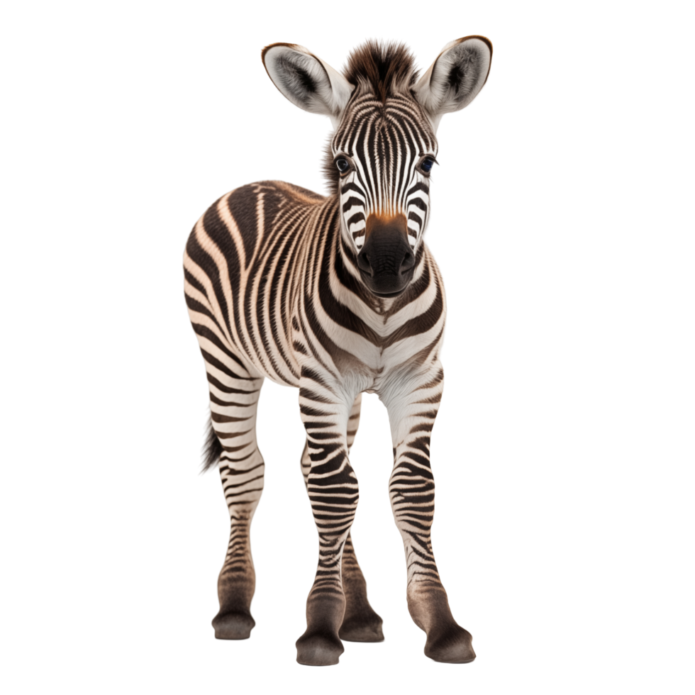 Young Zebra Standing And Facing Forward Isolated On White Background png