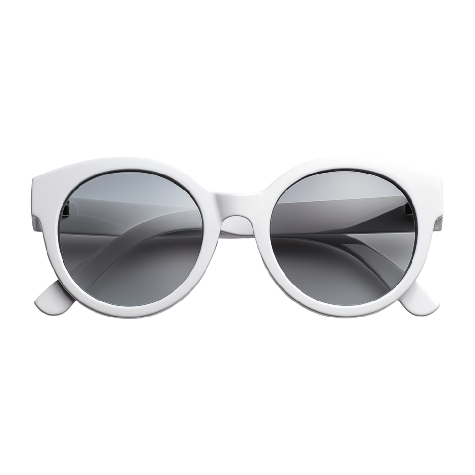 Stylish White Round Sunglasses With Reflective Lenses On Transparent Background png