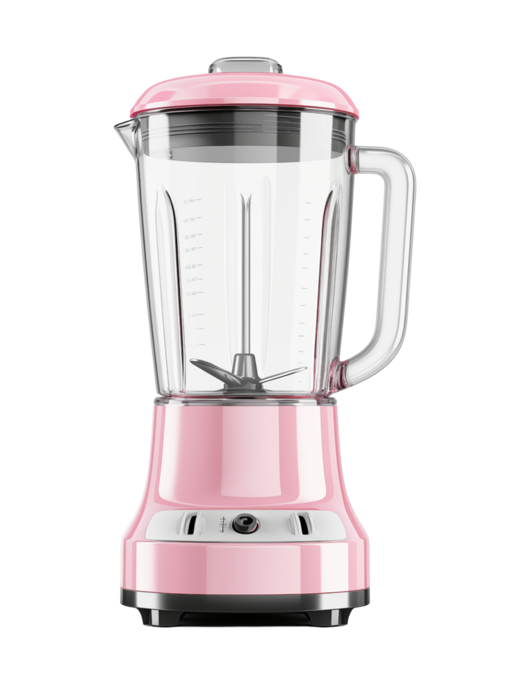 Retro Style Pink Blender With Glass Container For Smoothies And Shakes png