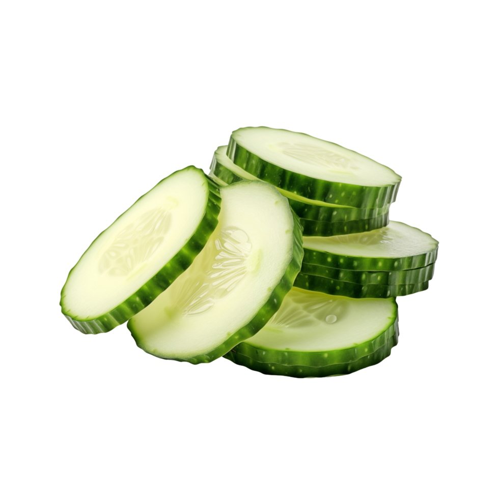 Stack Of Fresh Green Cucumber Slices Isolated On Transparent Background png