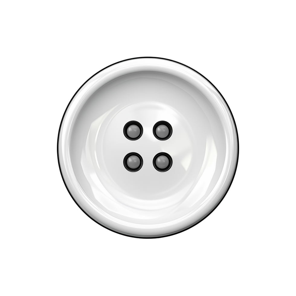 White Sewing Button With Four Holes Isolated On Transparent Background png