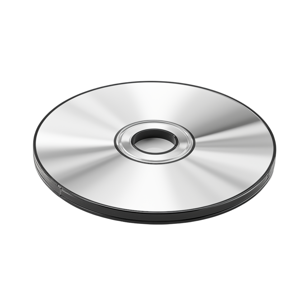 Close-Up Of A Shiny Silver CD Or DVD Disc With Reflective Surface On Transparent Background png