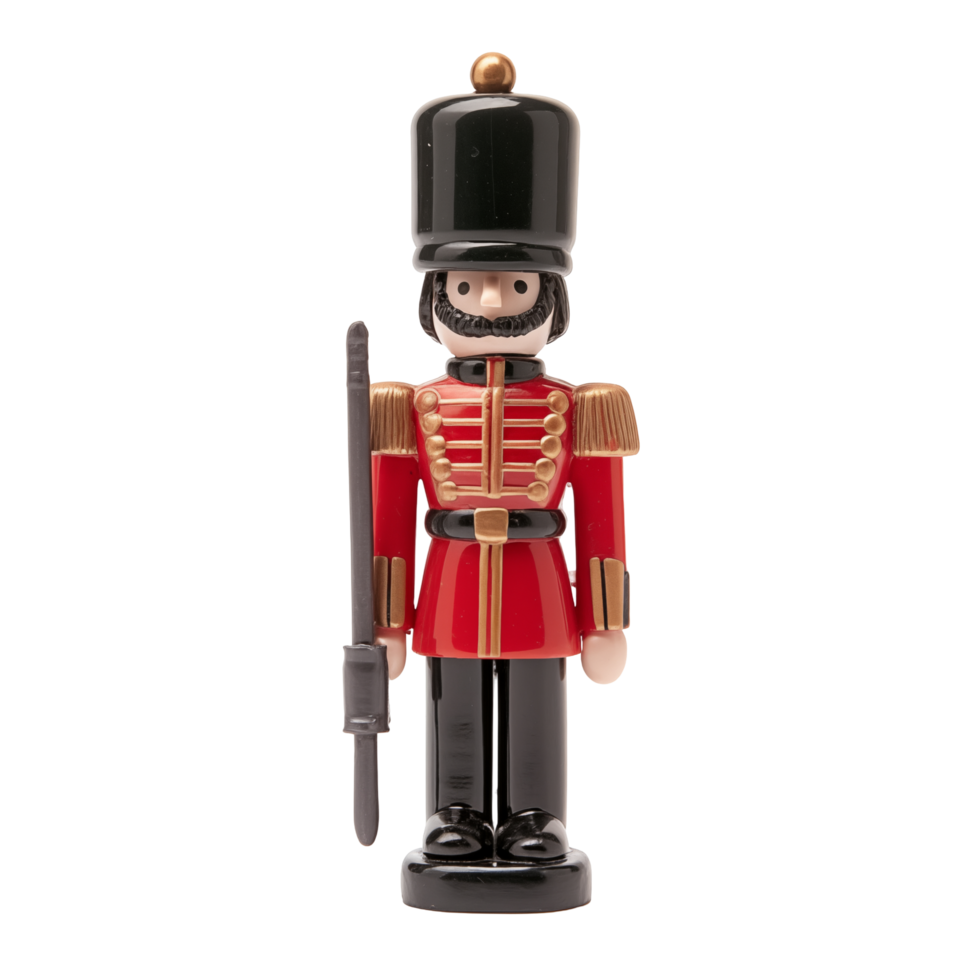 Toy Nutcracker Soldier In Red Uniform Isolated On Transparent Background png