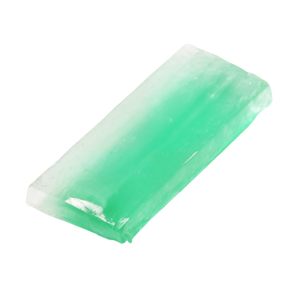 Green And White Gradient Soap Bar With Translucent Texture On Transparent Background png