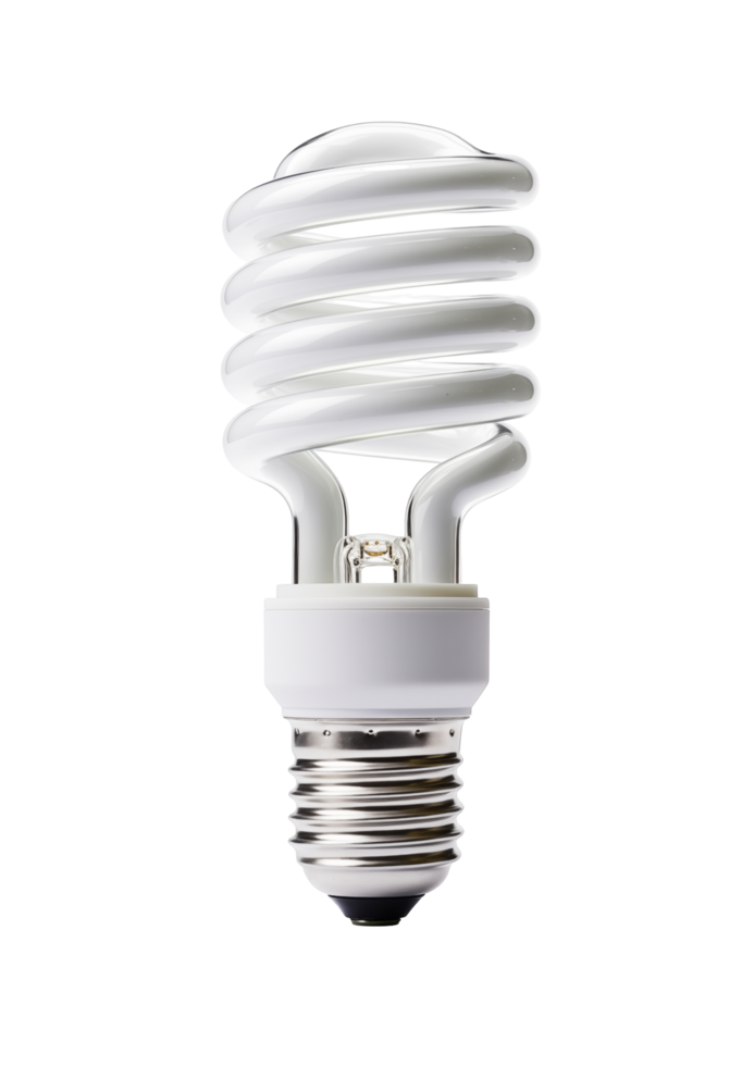 Energy-Efficient Compact Fluorescent Light Bulb Isolated On Transparent Background png