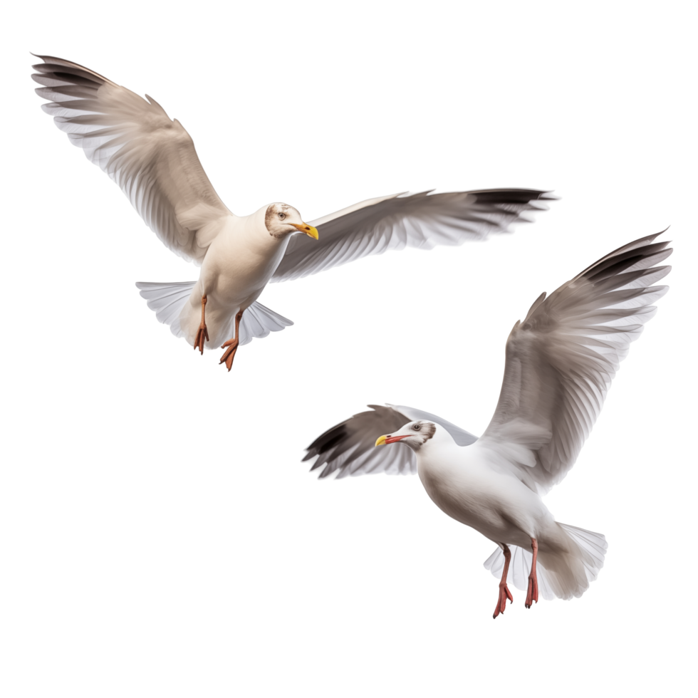 Two Flying Seagulls With Spread Wings Isolated On White png