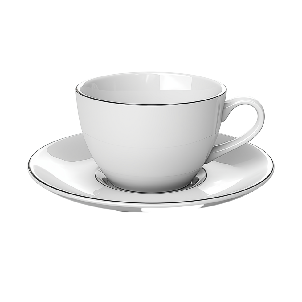 Classic White Ceramic Cup And Saucer With Elegant Design On Transparent Background png