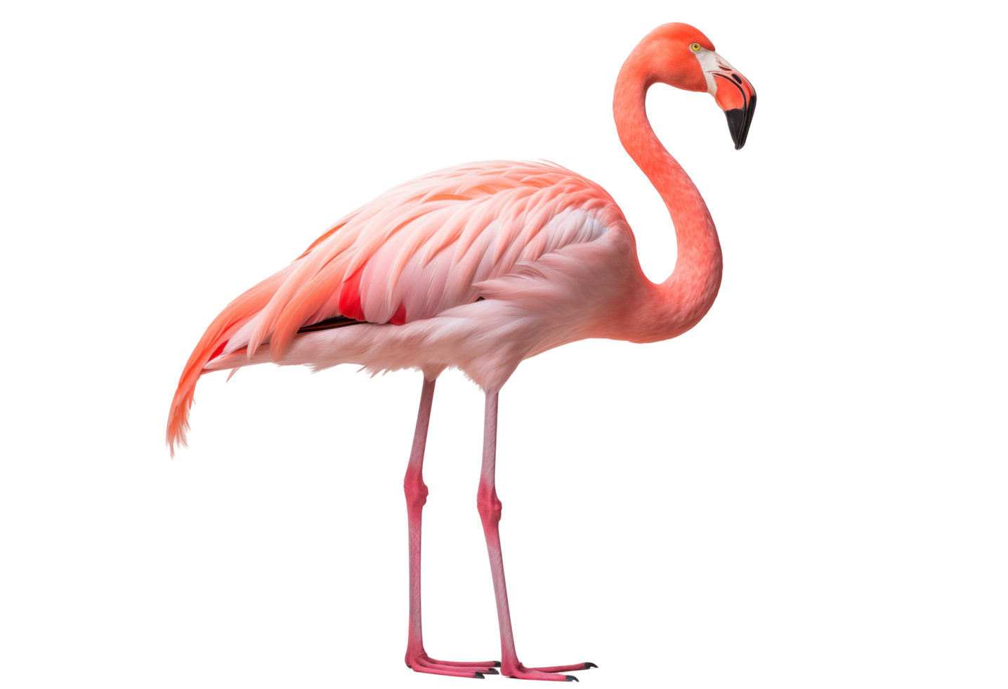 Elegant Pink Flamingo Standing Tall With Detailed Plumage On Transparent Background png