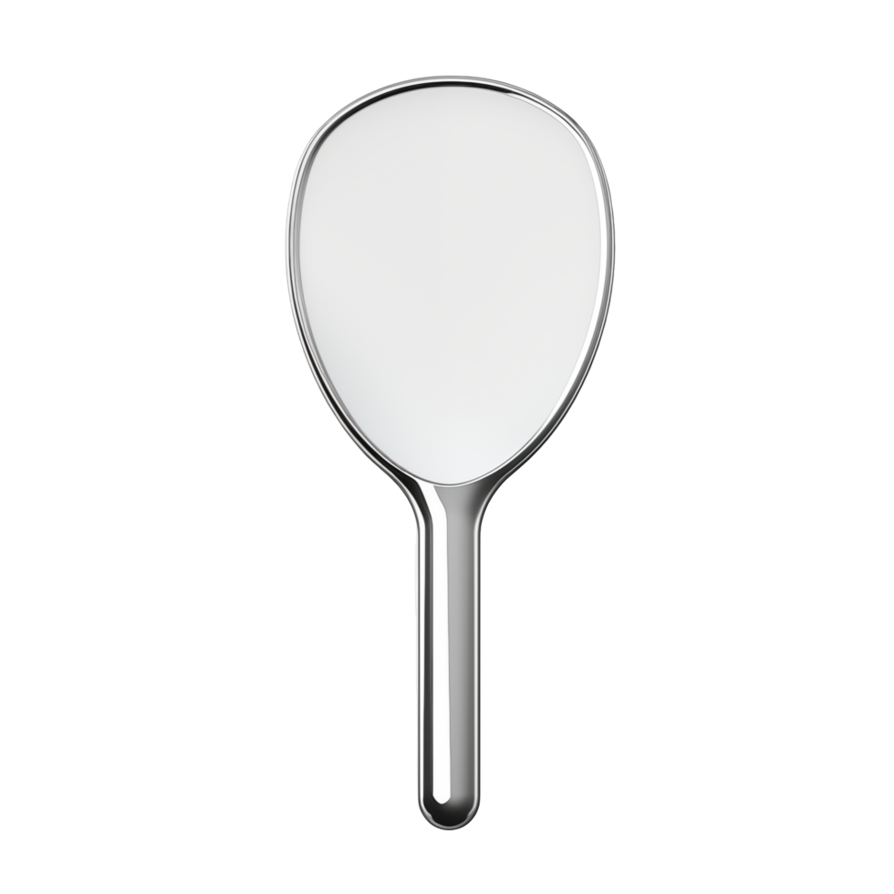 Sleek Silver Handheld Mirror With Clean Reflective Surface Isolated On Transparent Background png
