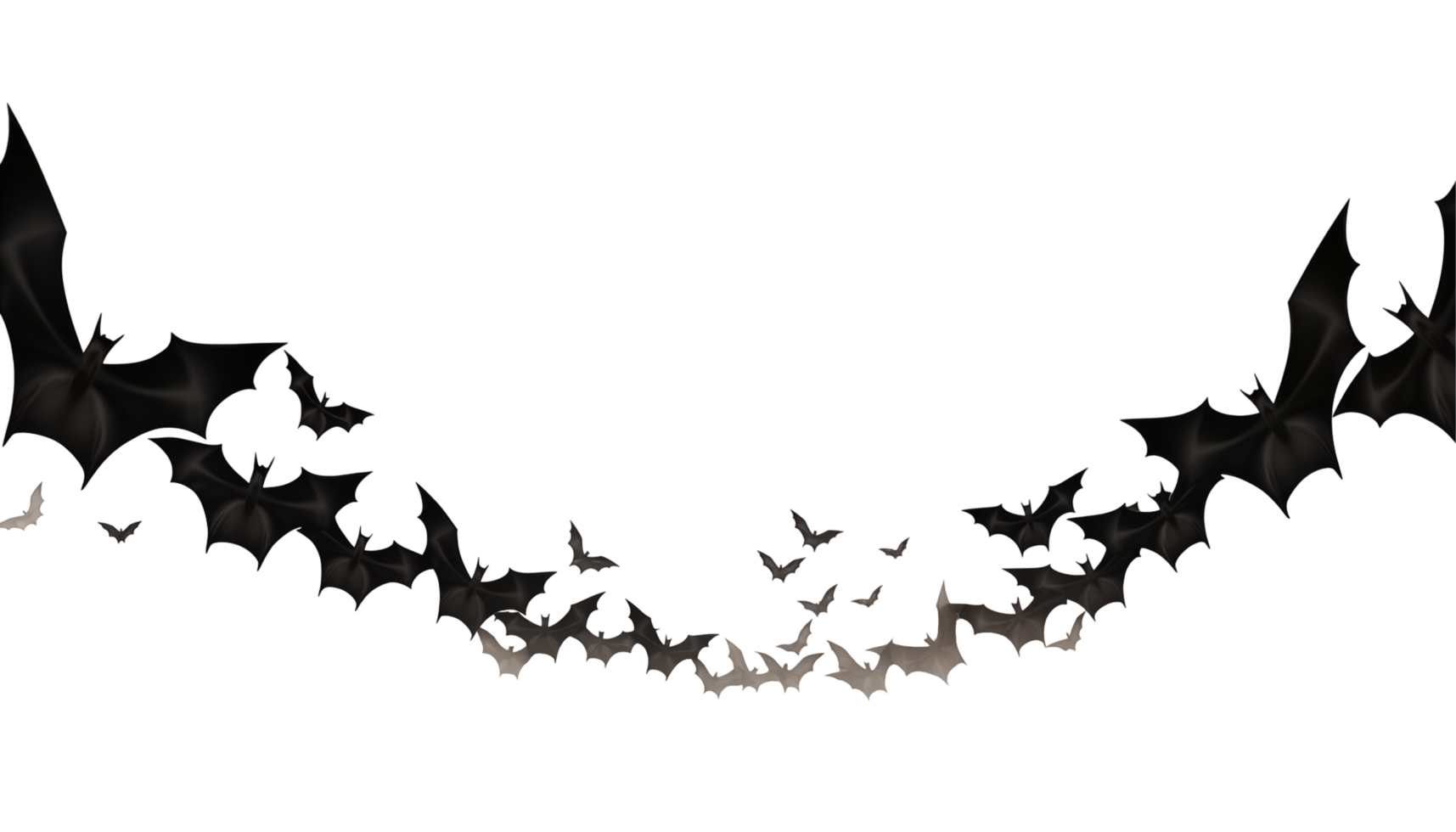 Group Of Flying Bats Silhouetted Against A Transparent Background With Smoky Effects png