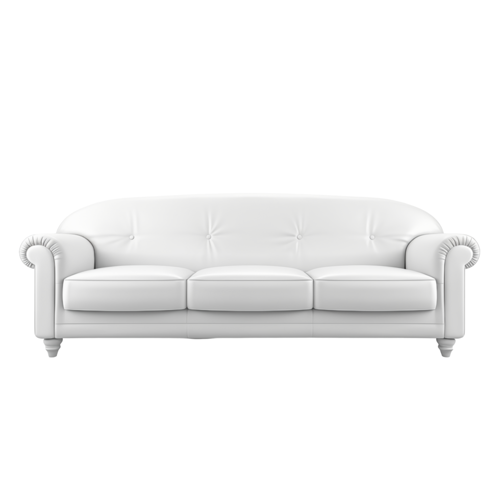 Elegant White Sofa With Classic Button Tufting And Minimalist Design png