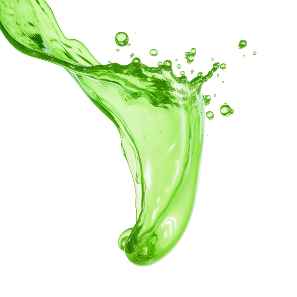 Bright Green Liquid Splash In Dynamic Motion On Transparent Background png