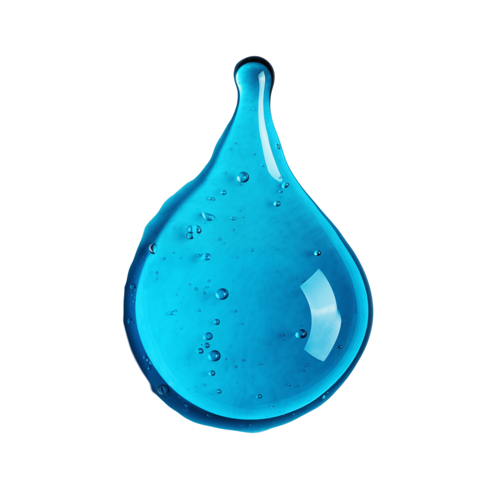 Vibrant Blue Water Droplet With Tiny Bubbles Isolated On Transparent Background png