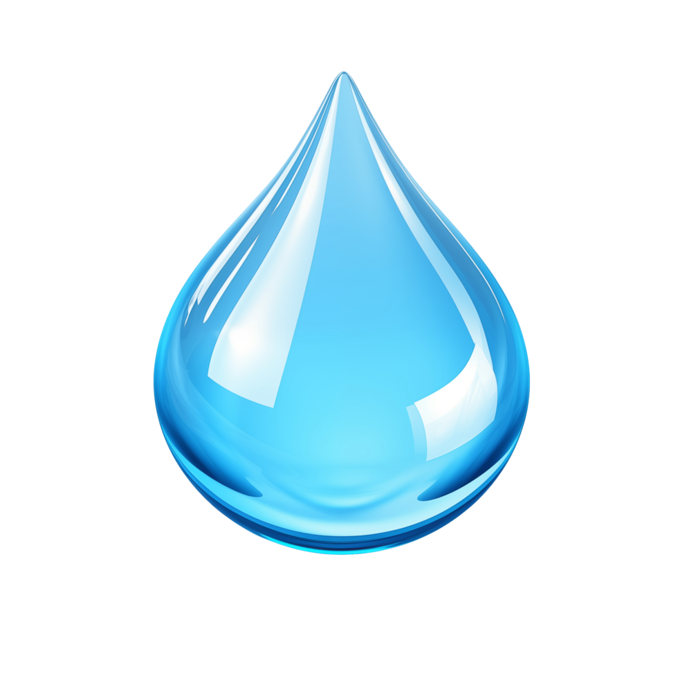 lustroso azul água gotícula ícone com suave reflexivo terminar isolado em branco png