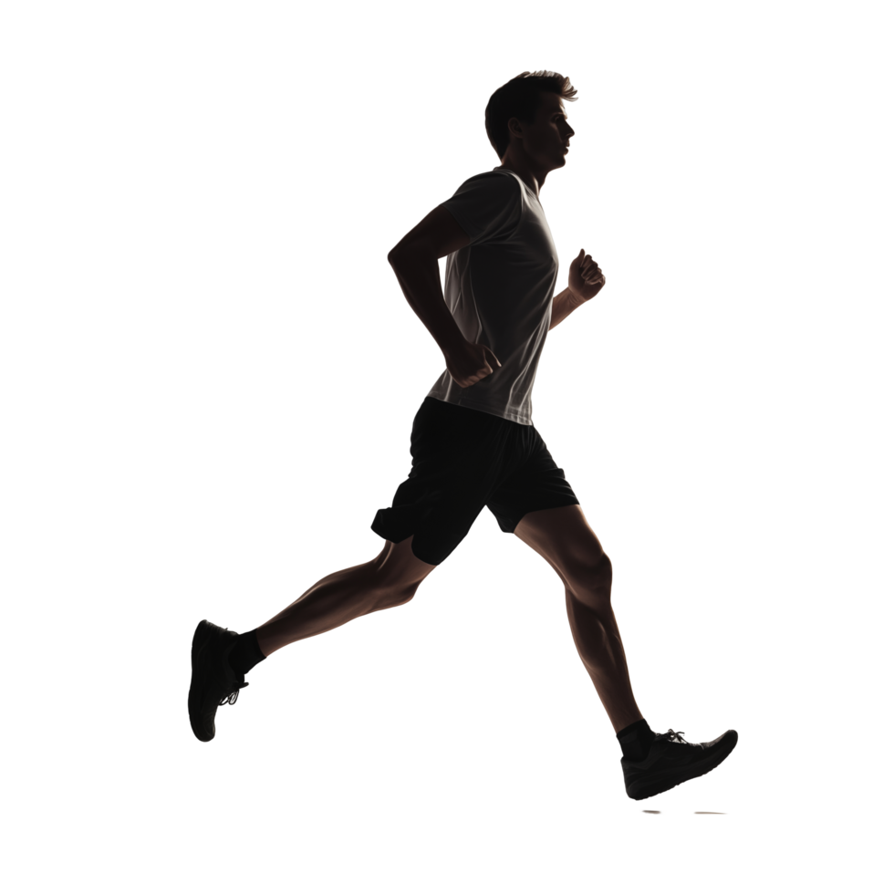 Silhouette Of A Man Running In A Dynamic Pose Isolated On Transparent Background png