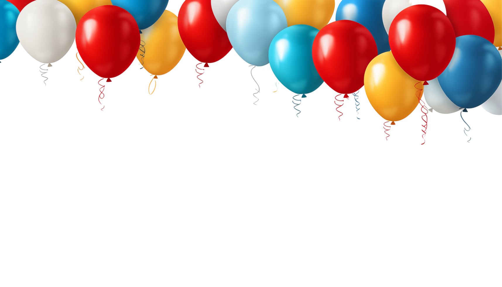 Colorful Party Balloons Floating At The Top With Ribbons Isolated On Transparent Background png