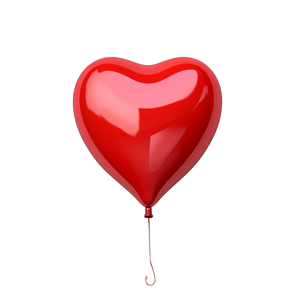 Red Heart-Shaped Balloon Floating With String On Transparent Background png