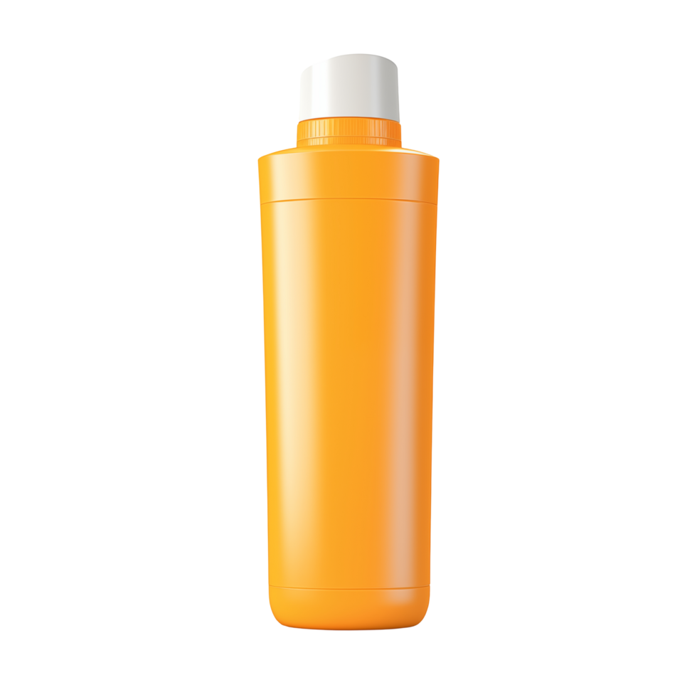 Bright Orange Plastic Bottle With White Cap On Transparent Background png