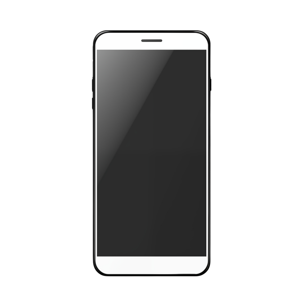 Black And White Smartphone With Blank Screen Isolated On Transparent Background png