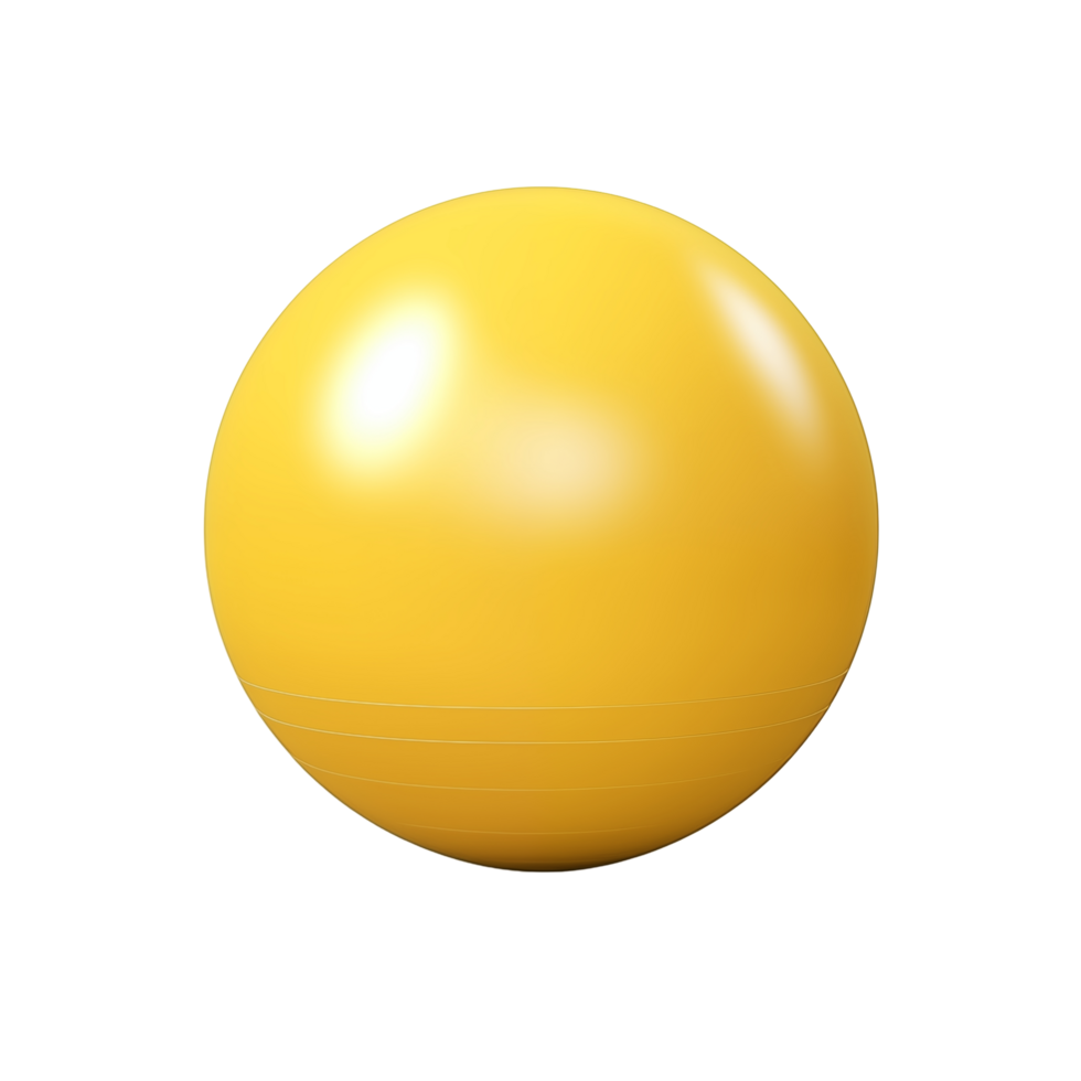 Bright Yellow Fitness Ball For Exercise And Stretching Isolated On Transparent Background png