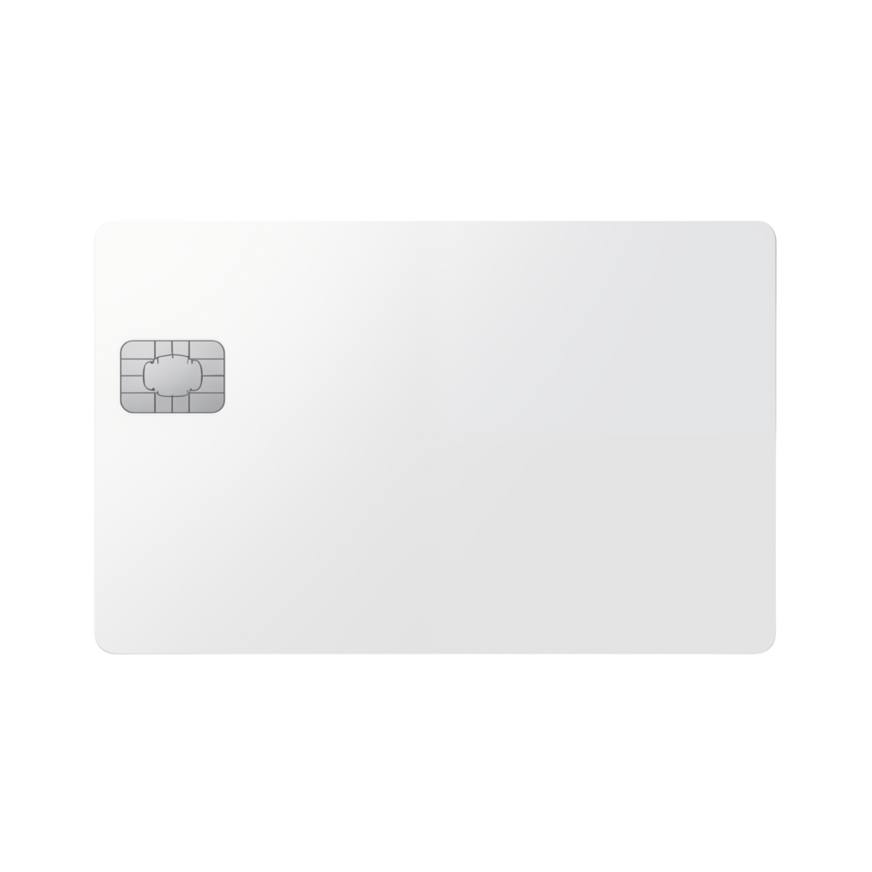 White Plastic Credit Card With Embedded Chip On Transparent Background png