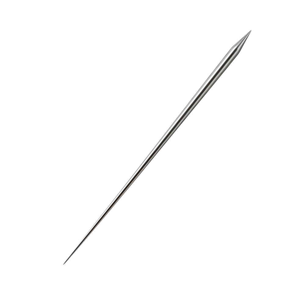 Long Sharp Stainless Steel Needle With Fine Point On Transparent Background png