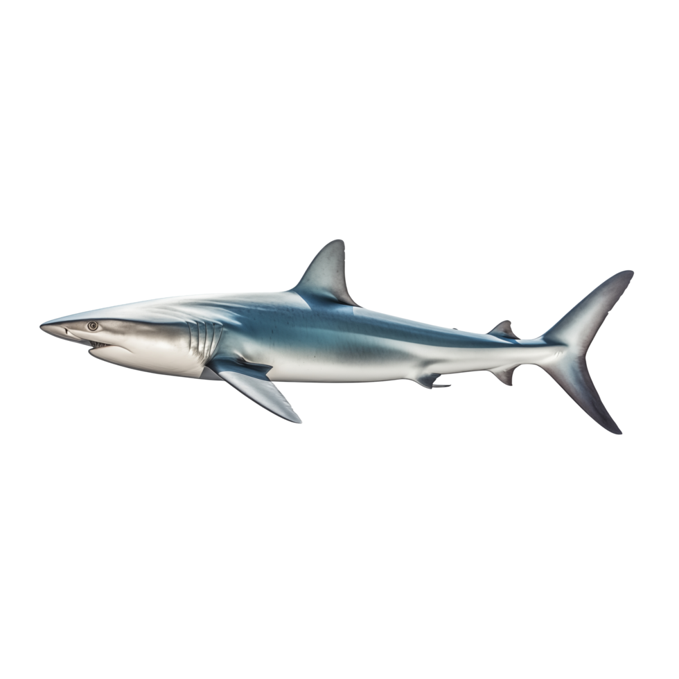 Realistic Gray Shark In Side Profile With Sharp Fins And Tail On Transparent Background png