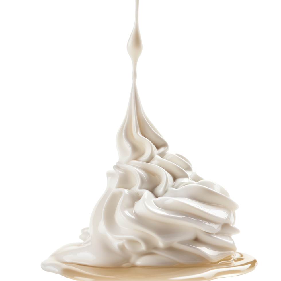 Smooth Swirl Of Whipped Cream Topping With Syrup Drizzle On Transparent Background png