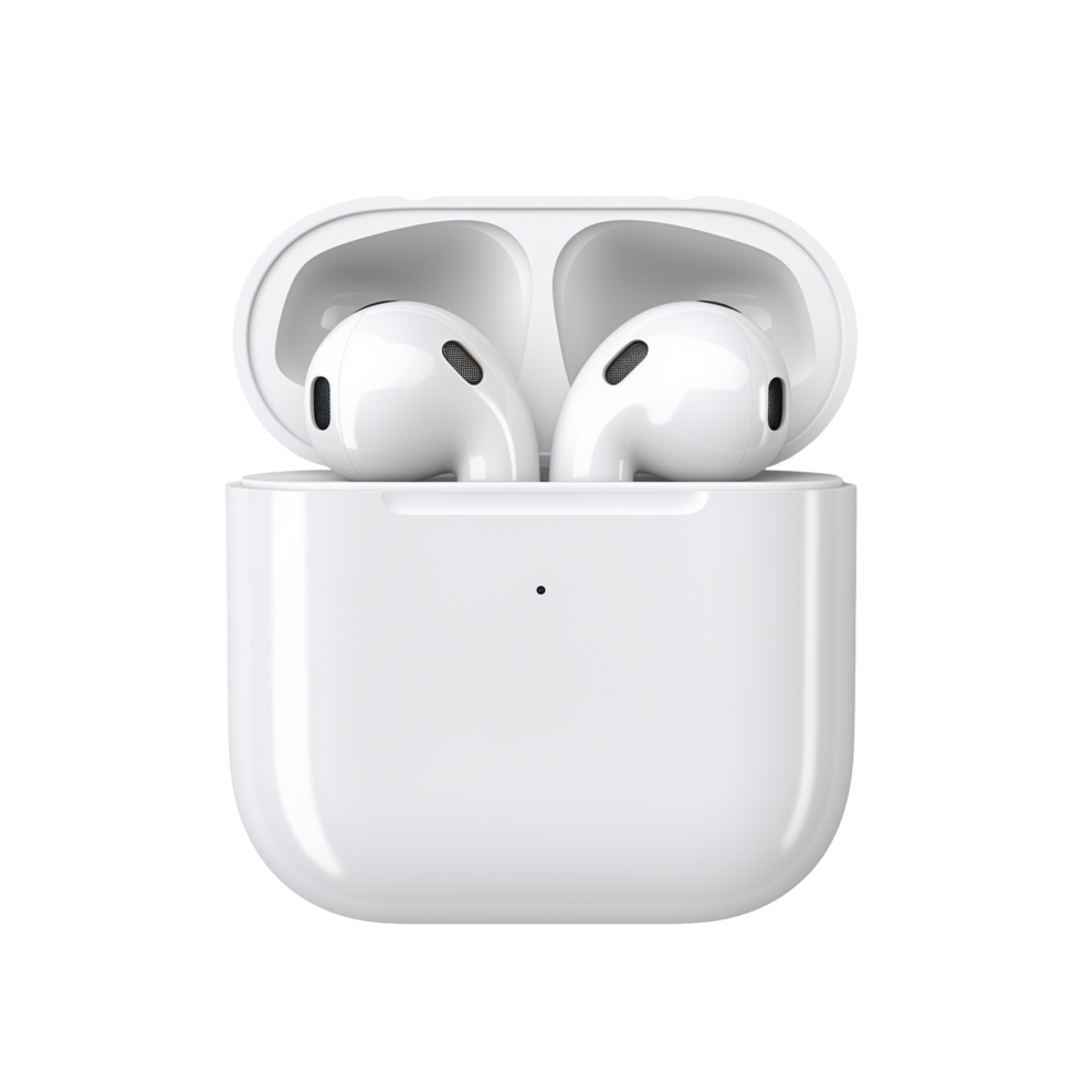Wireless Earbuds In White Charging Case Isolated On Transparent Background png