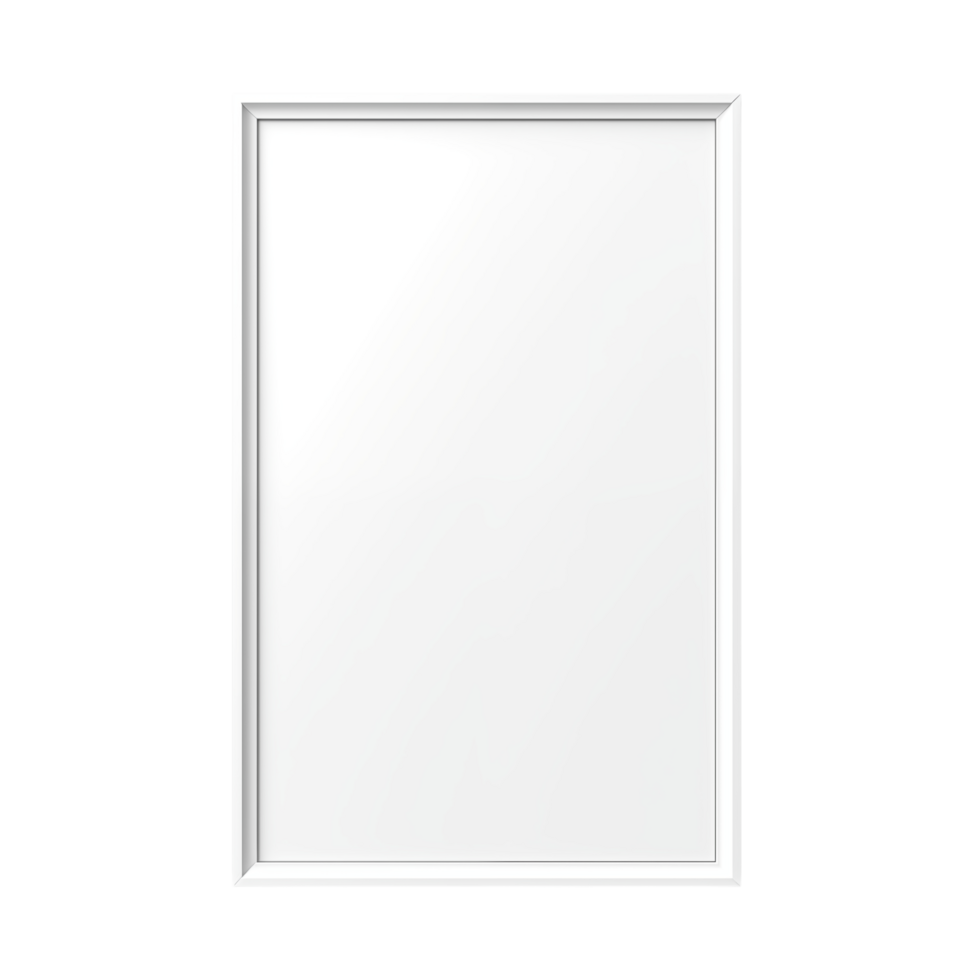 Minimalist White Framed Poster Isolated On Light Gray Wall png