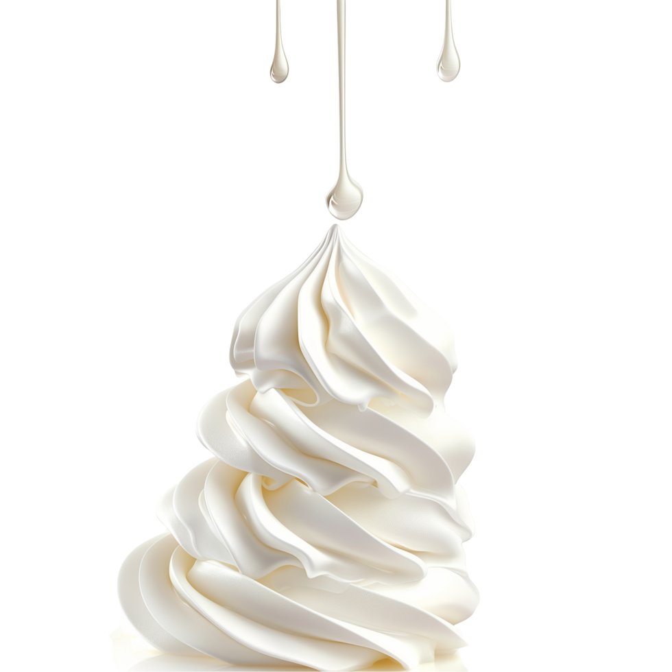 Soft Swirl Of Cream With Droplets Falling Isolated On Transparent Background png