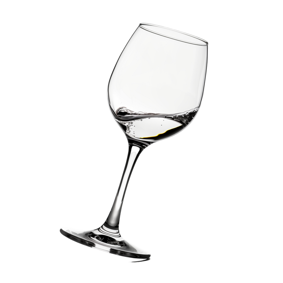 gekantelde wijn glas met wervelende vloeistof binnen geïsoleerd Aan transparant achtergrond png