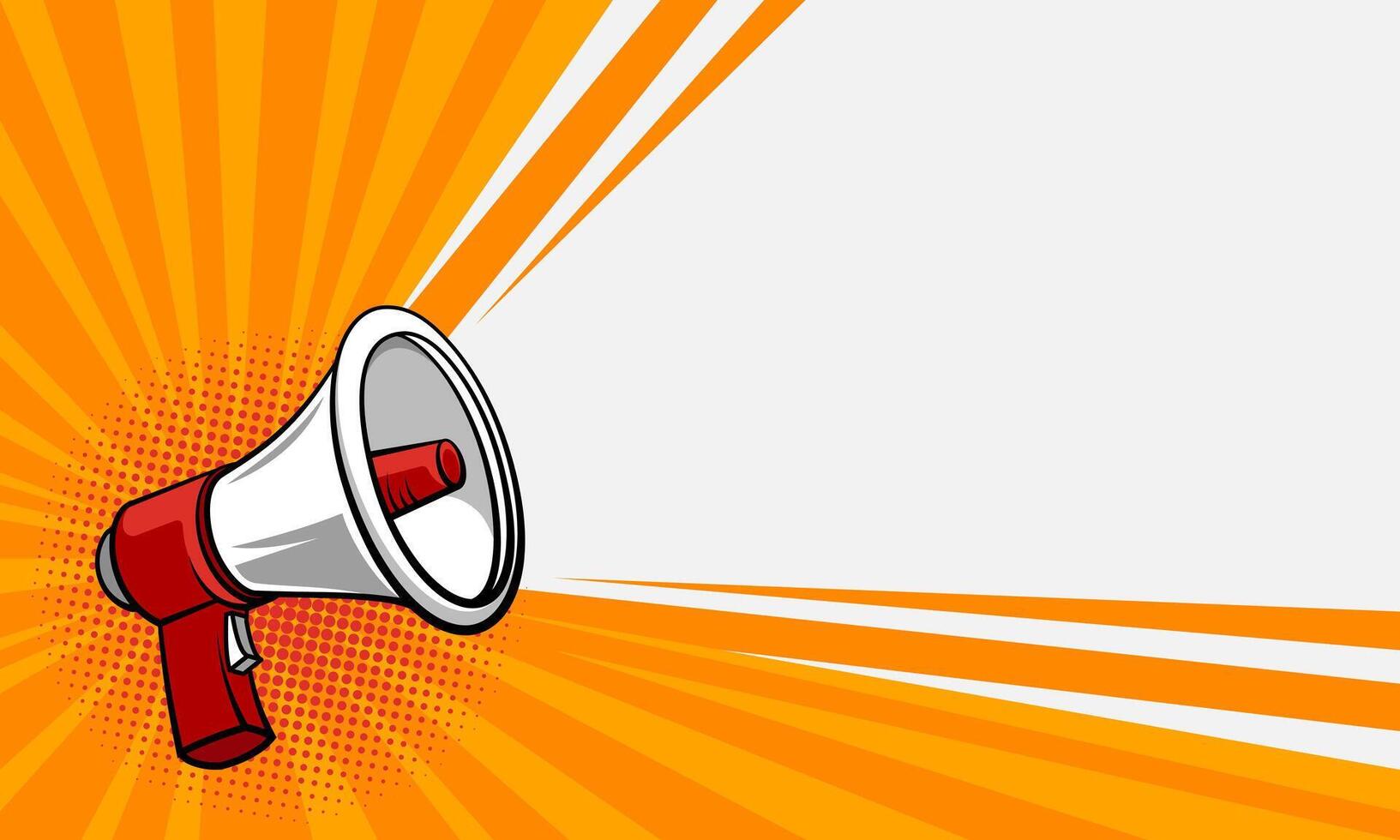Megaphone pop art illustration. Suitable for announcement and advertisement background. vector