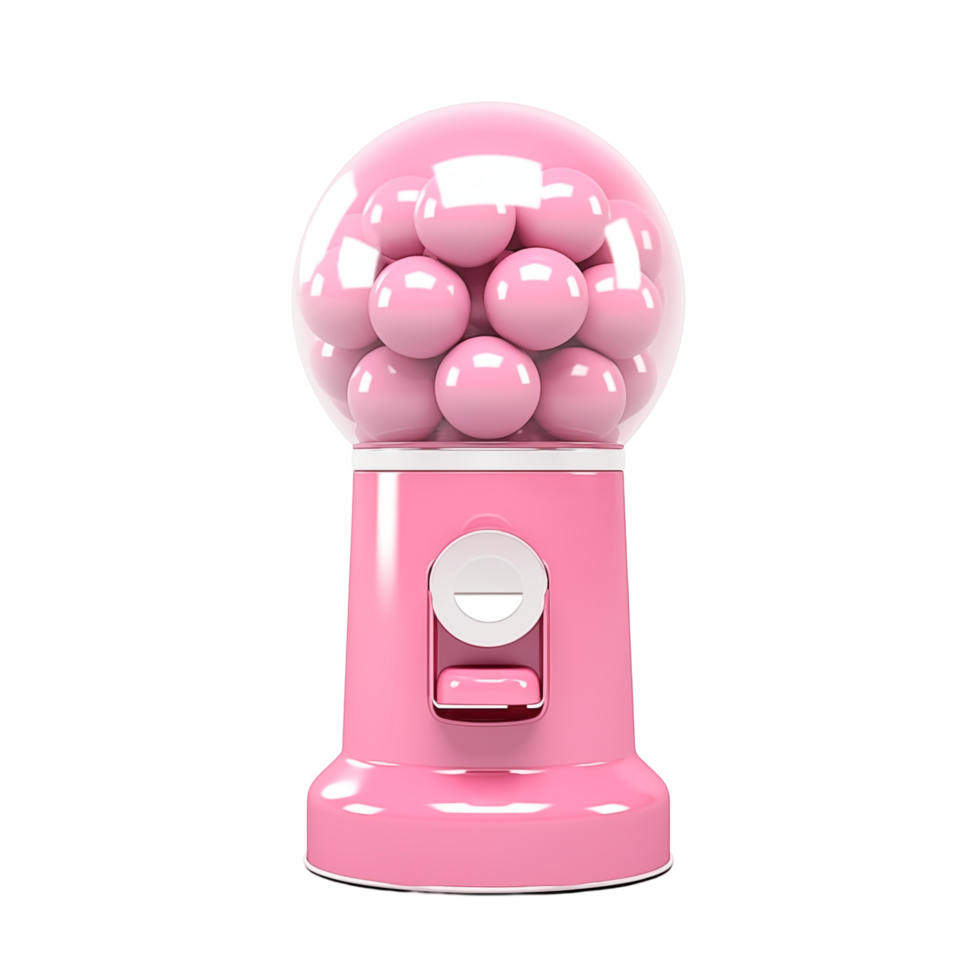 Pink Bubble Gum Machine Filled With Gumballs On Transparent Background png