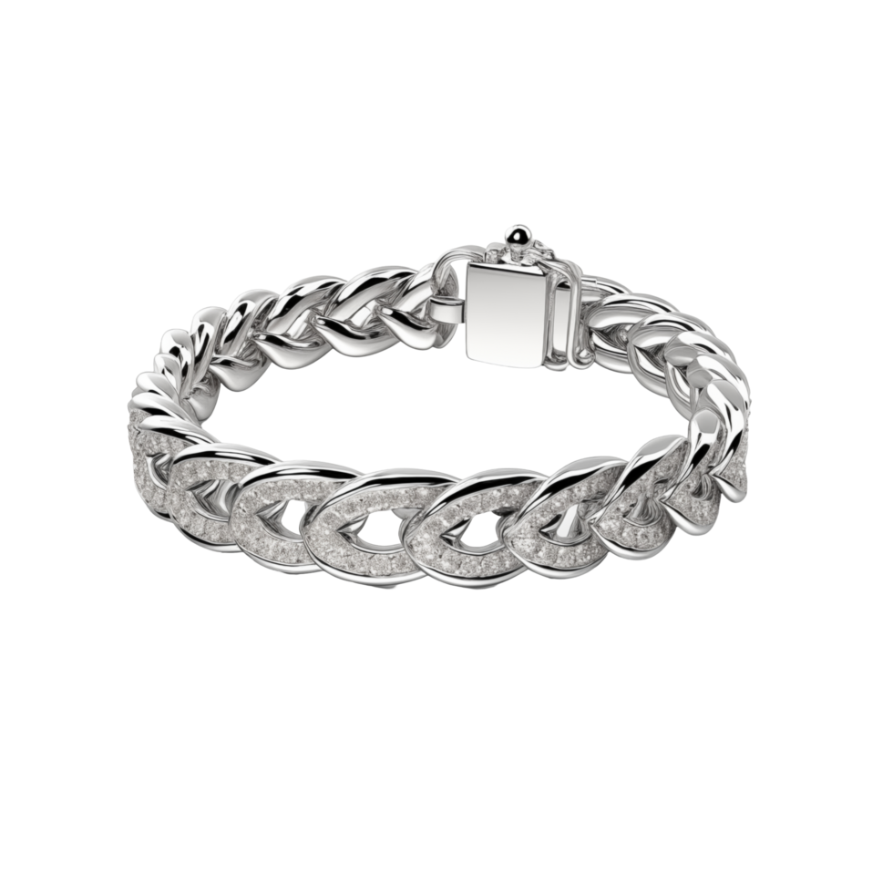 Elegant Silver Bracelet With Diamond Accents On Transparent Background png