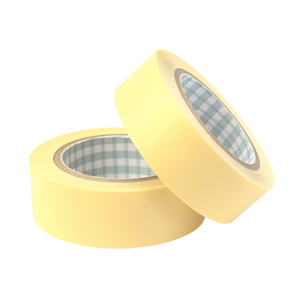 Two Yellow Adhesive Tapes Stacked Together On Transparent Background png