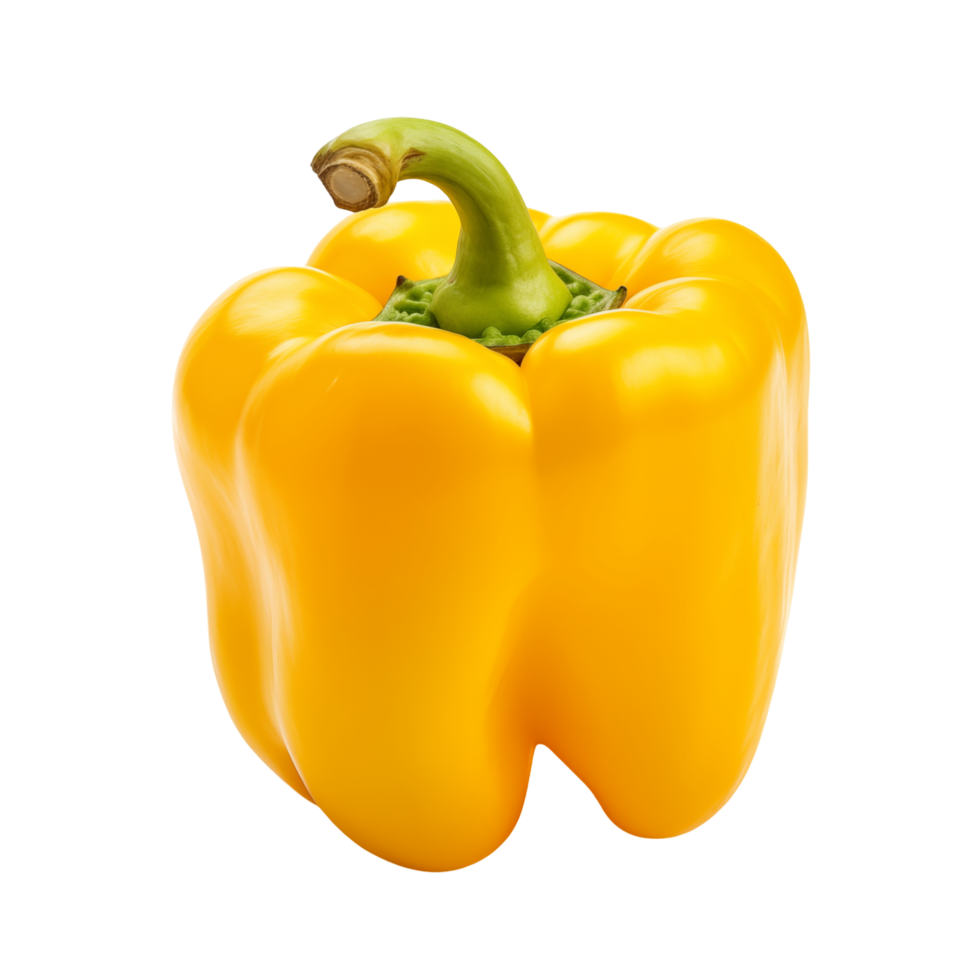 Fresh Yellow Bell Pepper With Green Stem On Transparent Background png