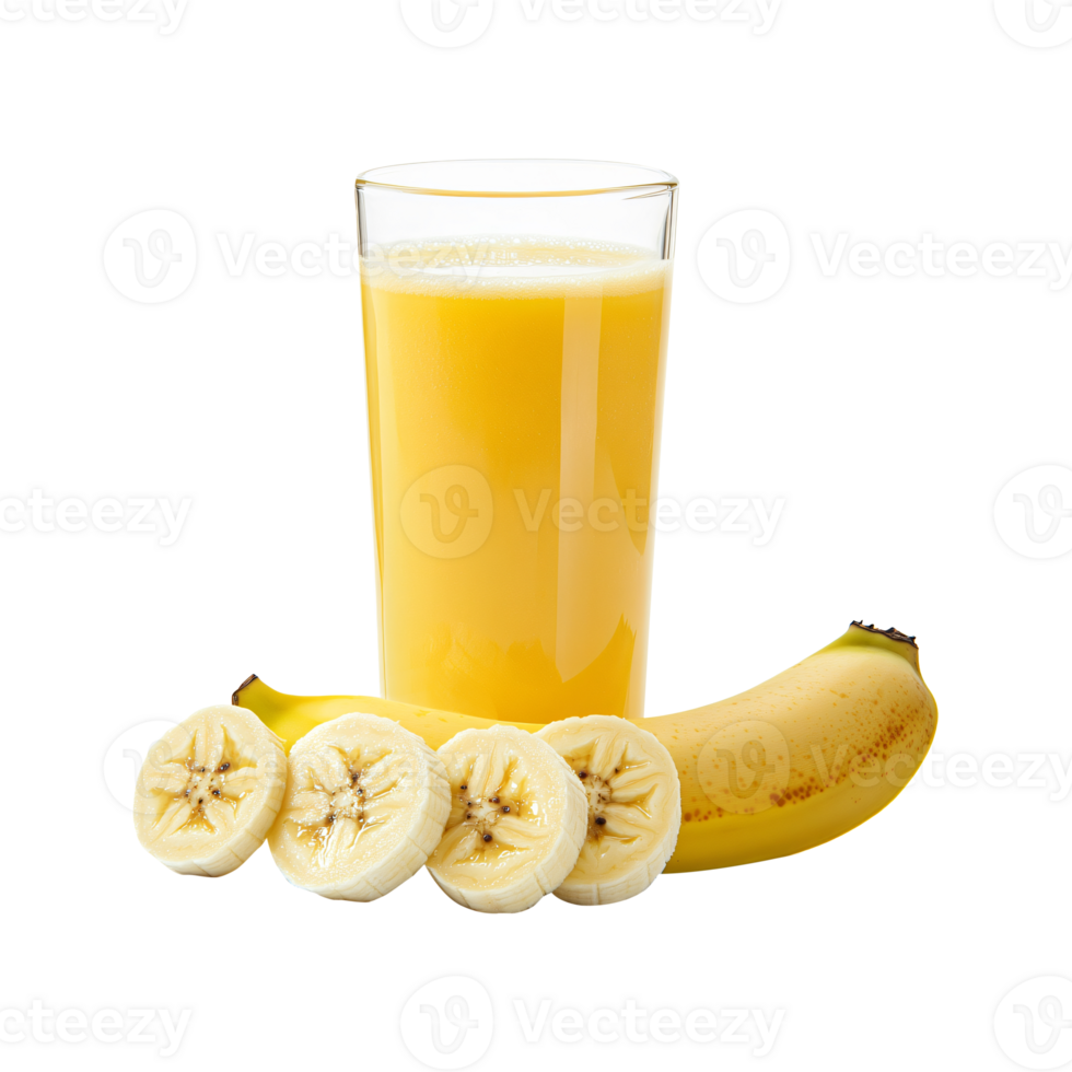 Glass of Banana Juice Isolated on Transparent Background - Fresh Tropical Drink, Healthy Beverage for Nutrition png