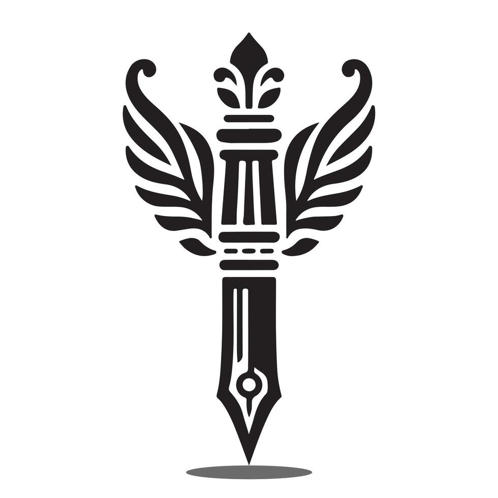 A stylish and modern winged fountain pen silhouette illustration vector