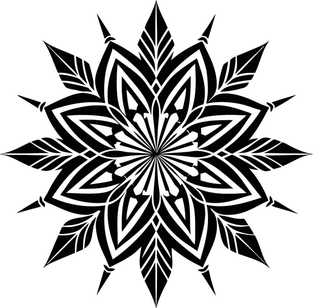 A black and white design with a star vector