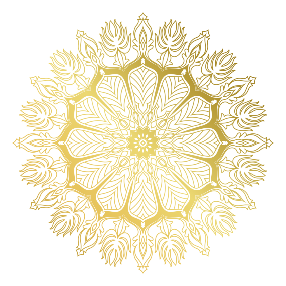 elegant Gradient golden Mandala auf ein Weiß Hintergrund. abstrakt Grafik Elemente png